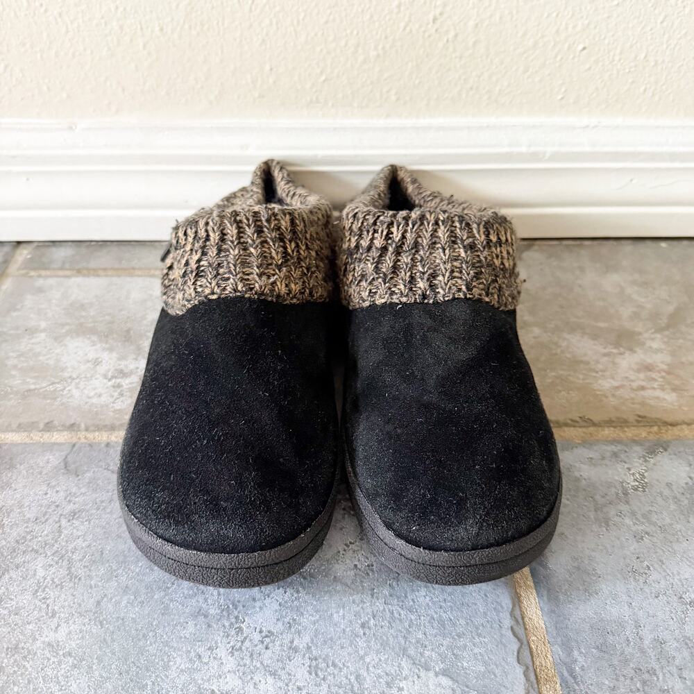 Clarks Angelina Clog Slippers Black Suede Leather Knit Collar Womens 11 - Picture 3 of 9
